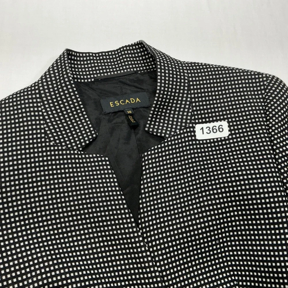 ESCADA Blazer Black & White Checkered Print Career‎ Business Casual Coat